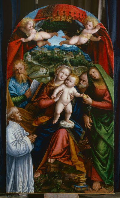 Madonna y Niño y Santa Marta, San Jaime, San José y un donante, c.1543 de Gerolamo Giovenone