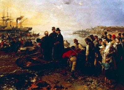 Embarque de los mil en Quarto, hacia 1860, de Gerolamo Induno (1825-1890), óleo sobre lienzo de Gerolamo Induno