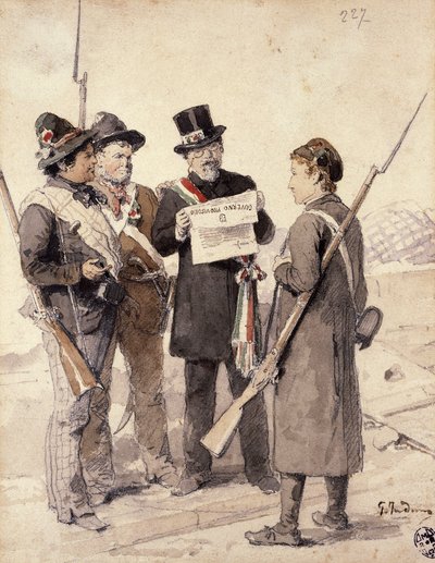 Cinco días de Milán, de Gerolamo Induno (1827-1890), acuarela de Gerolamo Induno