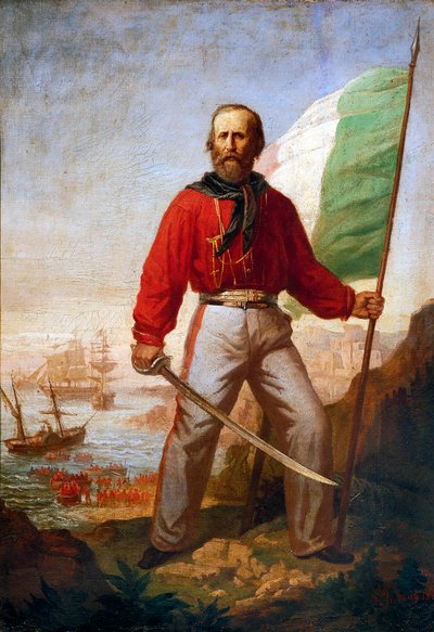 Giuseppe Garibaldi durante el desembarco de los Mil en Marsala de Gerolamo Induno