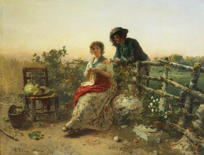 En tiempos de paz, de Gerolamo Induno, circa 1880, óleo sobre madera de Gerolamo Induno