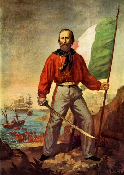 Retrato de Giuseppe Garibaldi (1807-1882) durante el desembarco de Mil en Marsala de Gerolamo Induno