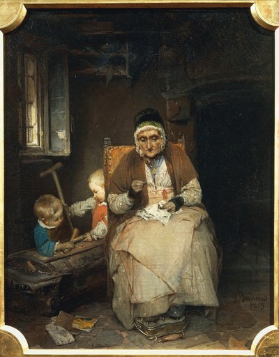 La abuela, de Gerolamo Induno, óleo sobre lienzo de Gerolamo Induno
