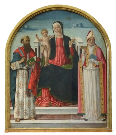 Virgen con el Niño en trono y los santos Bartolomé y Blas, c.1510-15 (tabla) de Gerolamo di Benvenuto