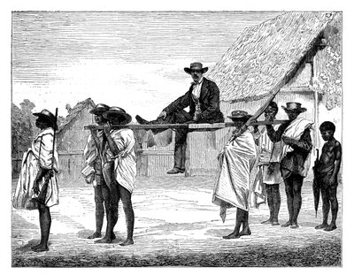 Nativos africanos llevando a un hombre blanco, África, siglo XIX de Gerome Staal