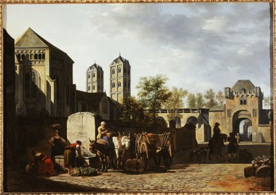Fuente pública e iglesia de San Gereón en Colonia, hacia 1670 (óleo sobre madera) de Gerrit Adriaensz Berckheyde