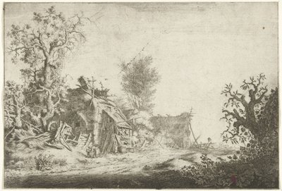 Paisaje con granjas en ruinas de Gerrit Adriaensz. de Heer