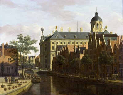 Ámsterdam, el Nieuwezijds Voorburgwal, cerca del Bloemmarkt de Gerrit Adriaenszoon Berckheyde