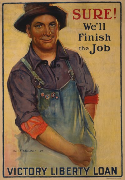 ¡Seguro! Terminaremos el trabajo Victory Liberty Loan, 1918 de Gerrit Albertus Beneker