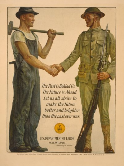 El pasado está detrás de nosotros, el futuro está por delante. Esforcémonos todos por hacer que el futuro sea mejor y más brillante que el pasado, 1918 de Gerrit Albertus Beneker