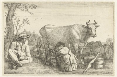 Mujer en ordeño de Gerrit Bleker