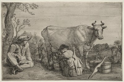 La lechera, 1643 de Gerrit Claesz. Bleker