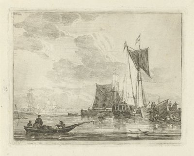 Barcos en un embarcadero Paisajes marinos con barcos (título de la serie) de Gerrit Groenewegen