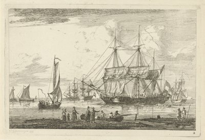 Dos tres-maestros y otros barcos Varios barcos (título de la serie) de Gerrit Groenewegen