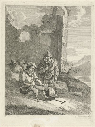 Cuatro figuras en una ruina de Gerrit Groenewegen