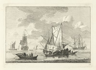 Seascape con varios barcos Varios barcos en el agua (título de la serie) de Gerrit Groenewegen