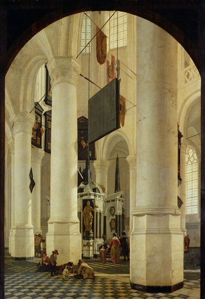 Interior de la Nieuwe Kerk en Delft con la tumba de Guillermo el Silencioso, 1650 de Gerrit Houckgeest