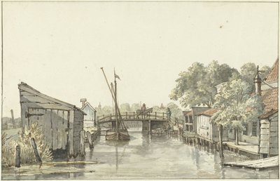 Vista del Ringdijk en el Schulpbrug, mirando hacia el lado de Utrecht del Amstel de Gerrit Lamberts