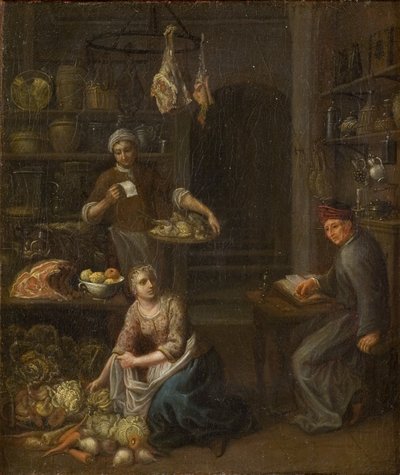Contando las compras en la cocina de Gerrit Lundens