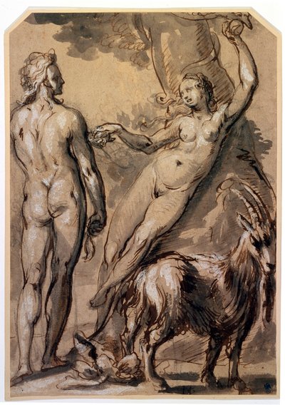 Adán y Eva. La Caída, finales de 1590 de Gerrit Pietersz