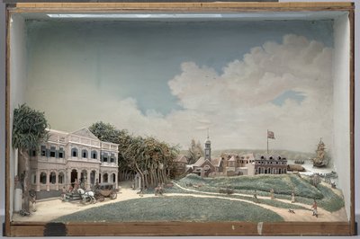 Diorama de la Plaza del Gobierno en Paramaribo de Gerrit Schouten