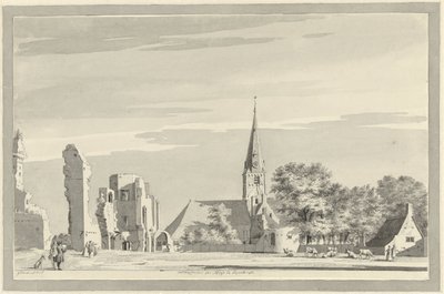Las ruinas de la abadía de Rijnsburg restos de la Abadía de Rijnsburgh (título sobre el objeto) de Gerrit Toorenburgh
