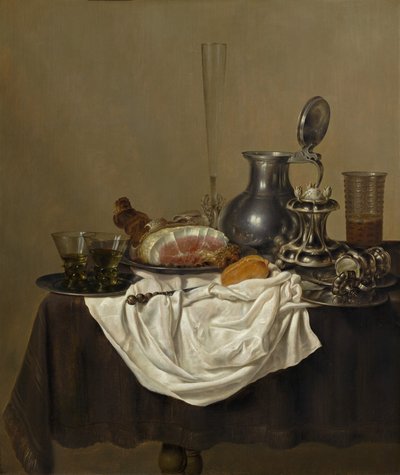 Naturaleza Muerta con Jamón, 1650 de Gerrit Willemsz. Heda