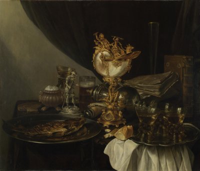 Naturaleza muerta con una copa de nautilus, c. 1645 de Gerrit Willemsz. Heda