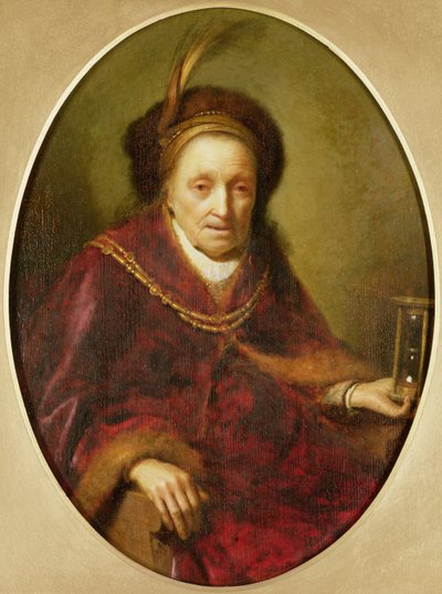 Una anciana con un reloj de arena de Gerrit Dou