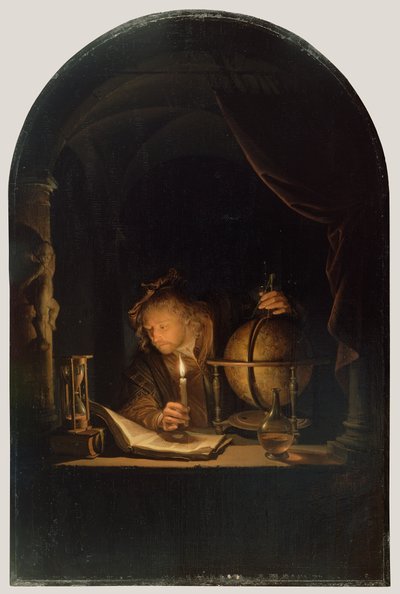 Astrónomo a la luz de las velas, c.1650 de Gerrit Dou