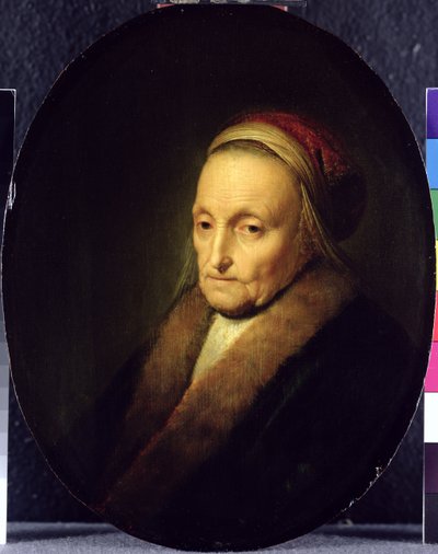 Cabeza de una anciana con un cuello de piel, después de 1630 de Gerrit Dou