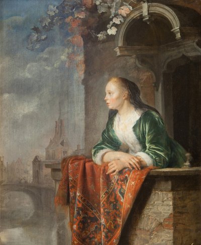 Joven mujer en un balcón (ca. 1665) de Gerrit Dou