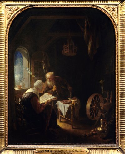 Leyendo la Biblia o Ana y Tobías de Gerrit Dou