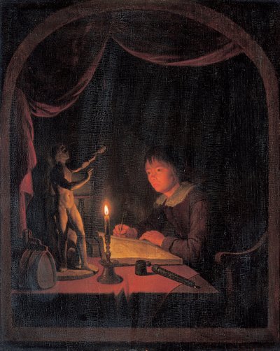 Joven artista dibujando de Gerrit Dou