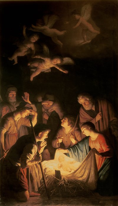 Adoración de los pastores de Gerrit van Honthorst