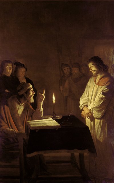 Cristo ante el sumo sacerdote, 1617 de Gerrit van Honthorst