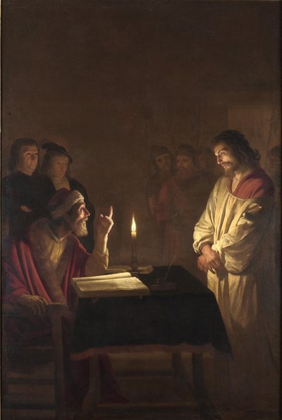 Cristo ante el sumo sacerdote, c. 1617 de Gerrit van Honthorst