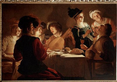 Cena con un laudista de Gerrit van Honthorst