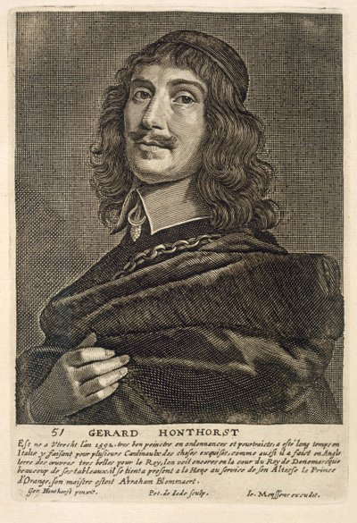 Autorretrato, grabado por Johannes Meyssens (1612-70) de Gerrit van Honthorst