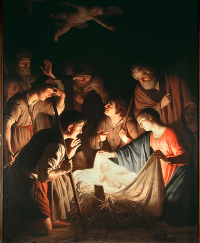 La Adoración de los Pastores de Gerrit van Honthorst