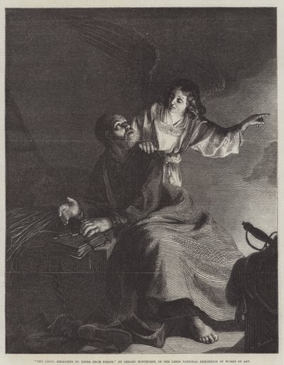 El ángel liberando a San Pedro de la prisión de Gerrit van Honthorst