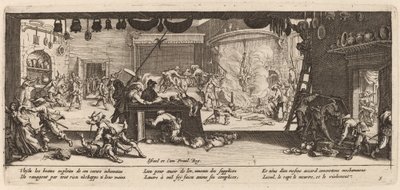 Saqueo de una gran granja de Gerrit van Schagen after Jacques Callot