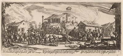 Saqueo e incendio de una aldea de Gerrit van Schagen after Jacques Callot