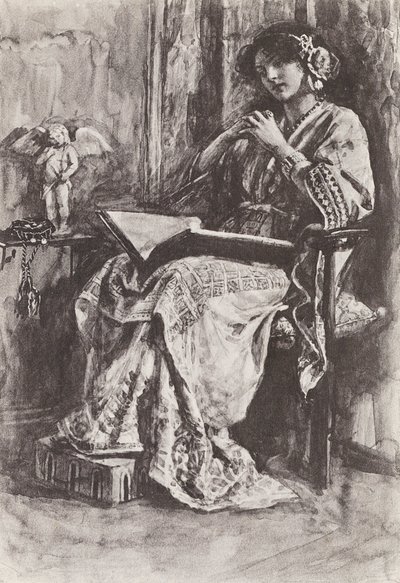 Ilustración para La historia de Hereward, el campeón de Inglaterra (litografía) de Gertrude E. Demain (after) Hammond