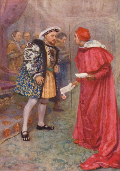 Shakespeare, Rey Enrique VIII (litografía en color) de Gertrude E. Demain (after) Hammond