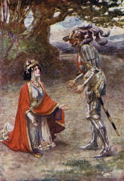 El Caballero de la Cruz Roja fue completamente superado (litografía en color) de Gertrude E. Demain (after) Hammond