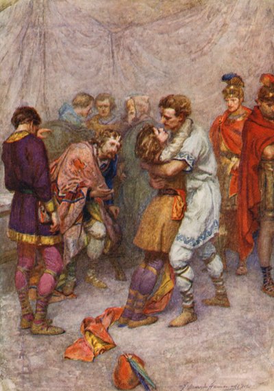 La obra de William Shakespeare Cymbeline (litografía en color) de Gertrude E. Demain (after) Hammond