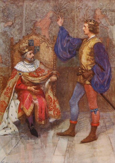 La obra de William Shakespeare Enrique IV (litografía en color) de Gertrude E. Demain (after) Hammond