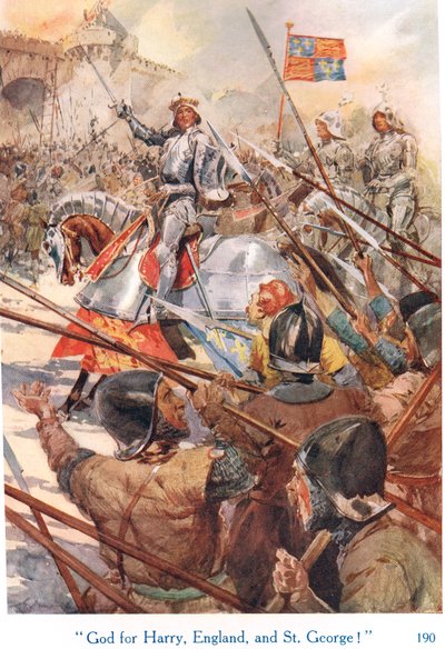 Dios por Harry, Inglaterra y San Jorge", ilustración de "Shakespeare