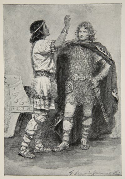 Hereward y Sigtryg, de "Hero Myths and Legends of the British Race" de M.I. Ebbutt de Gertrude E. Demain Hammond